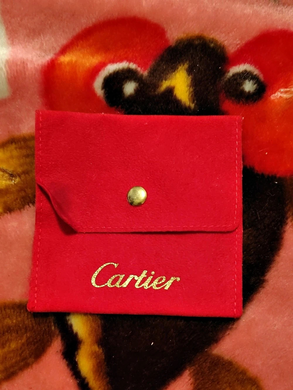 Cartier Velvet Jewelry Travel Pouch Red Wallet